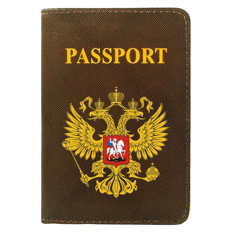 

Fashion Russian Eagle Printing Women Men Passport Cover Pu Leather Travel ID Credit Card Holder Pocket Wallet Bags